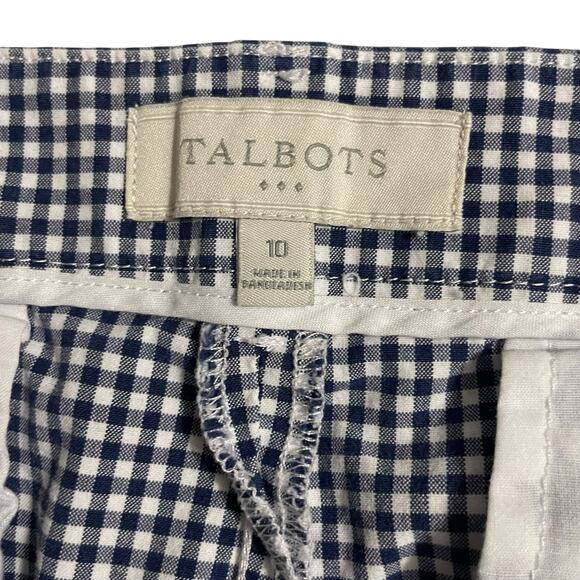 Talbots Womens Capri Pants Size 10 Navy Blue Gingham Plaid High Rise Zip Fly - Picture 8 of 12